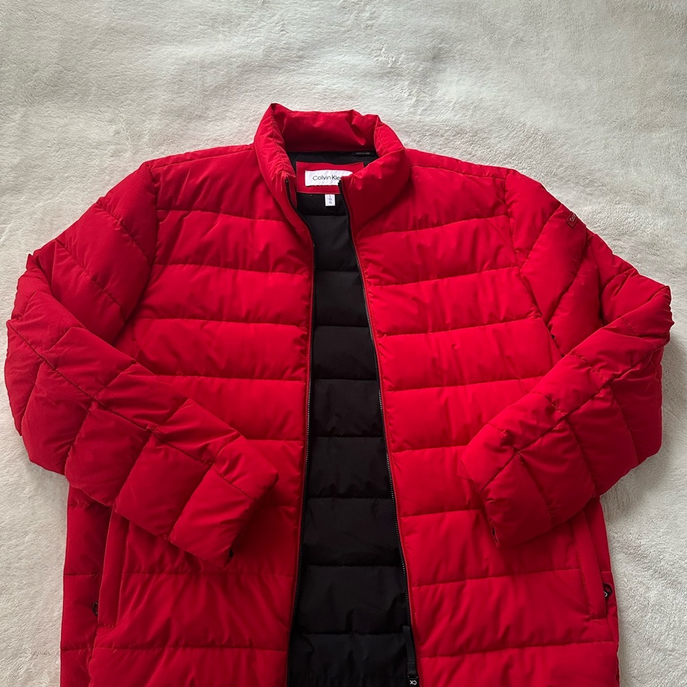 Calvin Klein Men's Vibrant Red Winter Puffer Jacket